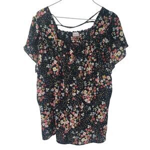 NO BOUNDARIES Black Floral Top Womens Size XXXL 3X